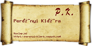 Perényi Klára névjegykártya